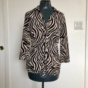 INC International Concepts Zebra Stripe blouse, ¾” sleeve, Size Medium